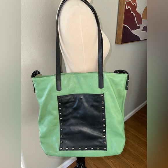 Nino BOSSI Genuine Leather Tote Handbag- green - Picture 1 of 13